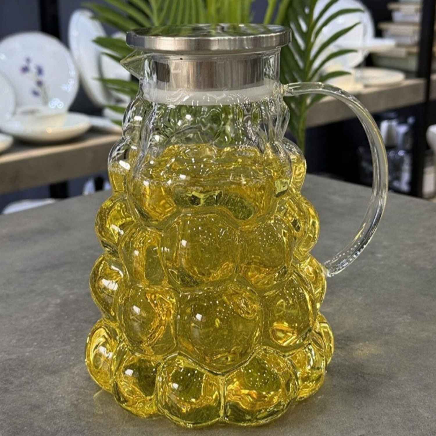 resimler/genel/KRD Caligo Metal Kapaklı Lüks Borosilikat Cam Üzüm Sürahi